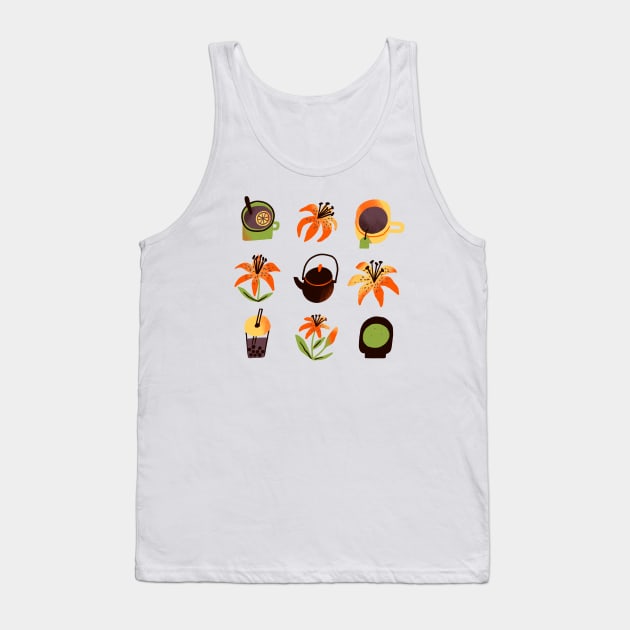 Tea and Tiger Lily Tank Top by SashaKolesnik